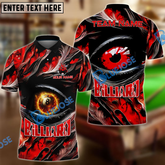 BlueJose Billiards Ball 8 Fire Eye Personalized Name, Team Name Unisex Shirt (4 Colors)