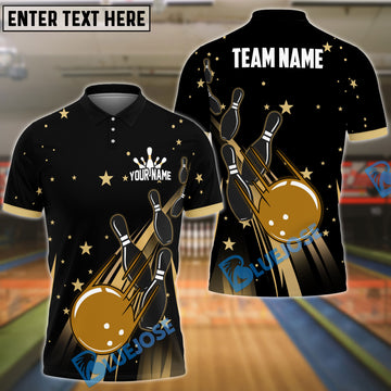 BlueJose Bowling And Pins Star Way Customized Name 3D Shirt ( 6 Colors)