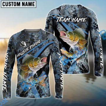 Bluejose Walleye Fishing Dark Skin Sport Custom Name & Team Name 3D Shirts