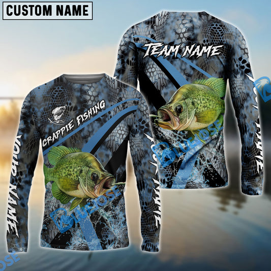 Bluejose Crappie Fishing Dark Skin Sport Custom Name & Team Name 3D Shirts