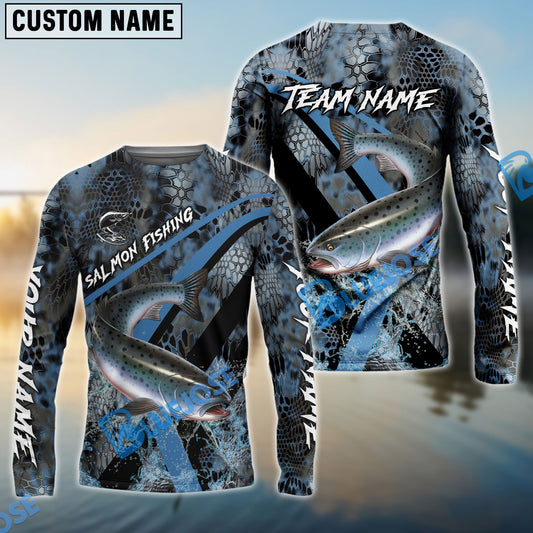 Bluejose Salmon Fishing Dark Skin Sport Custom Name & Team Name 3D Shirts