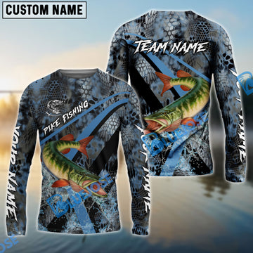 Bluejose Pike Fishing Dark Skin Sport Custom Name & Team Name 3D Shirts