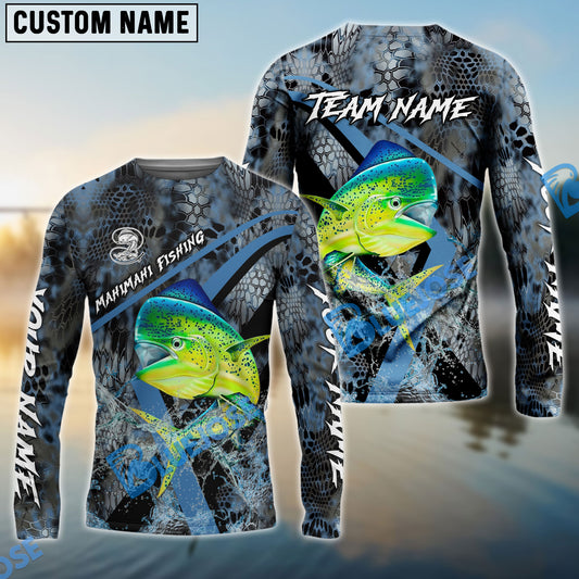 Bluejose Mahimahi Fishing Dark Skin Sport Custom Name & Team Name 3D Shirts