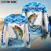 Bluejose Bass Fishing Blue Water Camo Custom Name & Team Name 3D Shirts