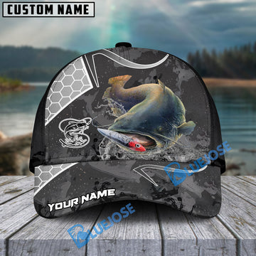 BlueJose Catfish Fishing Gray Camo Sport Personalized Cap