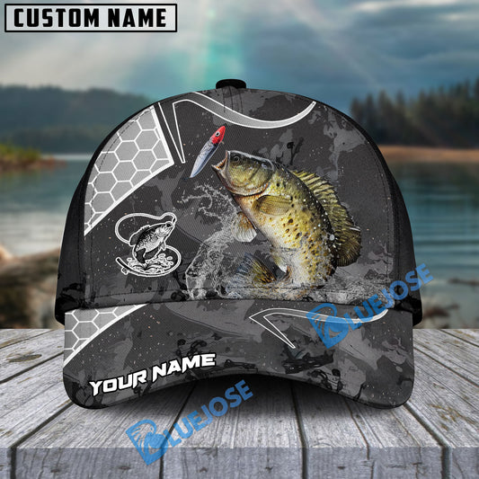 BlueJose Crappie Fishing Gray Camo Sport Personalized Cap