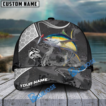 BlueJose Tuna Fishing Gray Camo Sport Personalized Cap