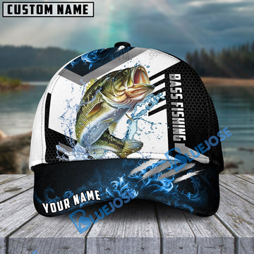 BlueJose Bass Fishing Blue Flame Sport Personalized Cap