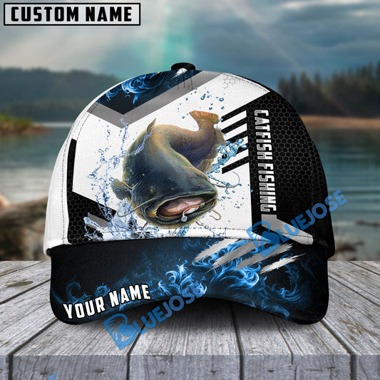 BlueJose Catfish Fishing Blue Flame Sport Personalized Cap