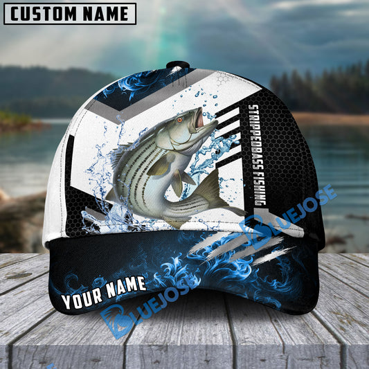 BlueJose Striped Bass Fishing Blue Flame Sport Personalized Cap