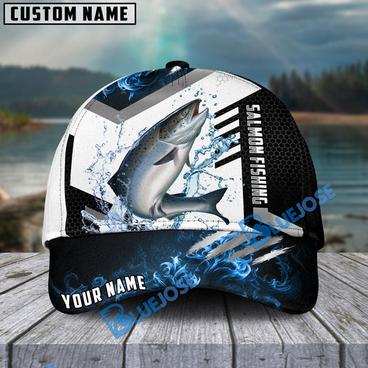 BlueJose Salmon Fishing Blue Flame Sport Personalized Cap