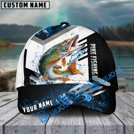 BlueJose Pike Fishing Blue Flame Sport Personalized Cap