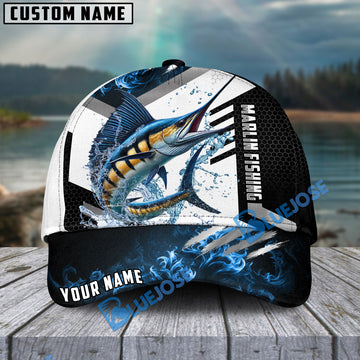 BlueJose Marlin Fishing Blue Flame Sport Personalized Cap