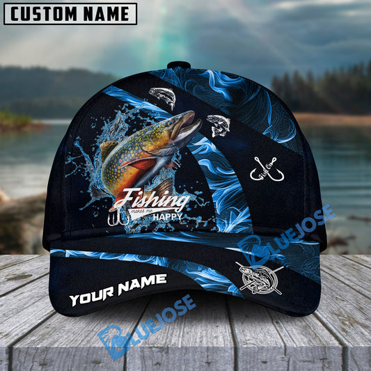 BlueJose Trout Fishing Blue Smoke Personalized Cap