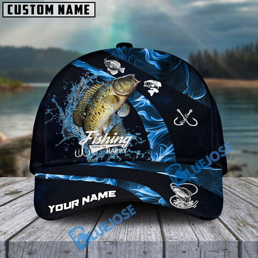 BlueJose Crappie Fishing Blue Smoke Personalized Cap