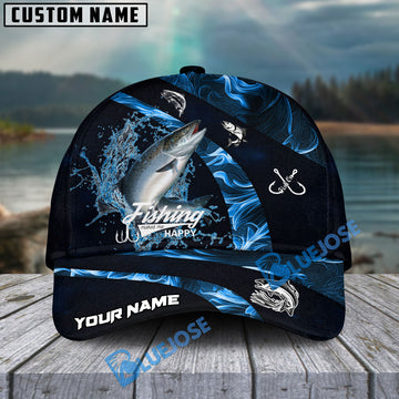 BlueJose Salmon Fishing Blue Smoke Personalized Cap