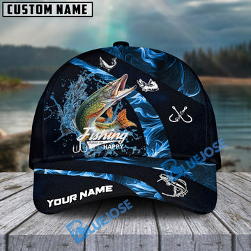 BlueJose Pike Fishing Blue Smoke Personalized Cap