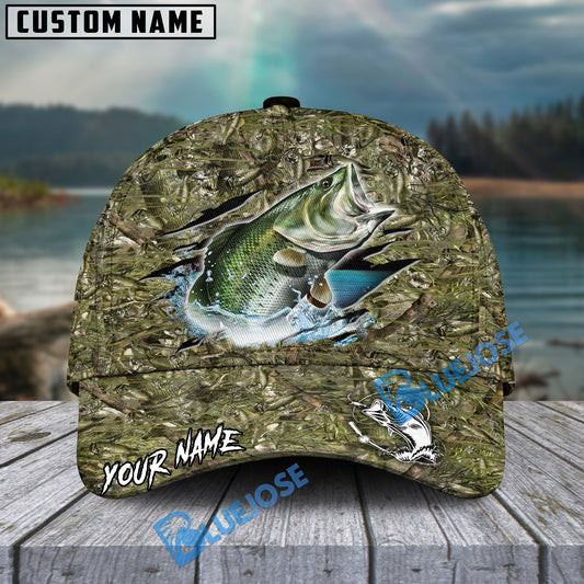 BlueJose Bass Fish Camouflage Personalized Cap