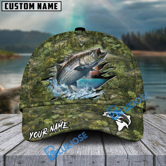 BlueJose Striped Bass Fish Camouflage Personalized Cap