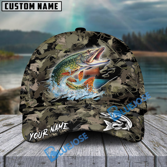 BlueJose Pike Fish Camouflage Personalized Cap