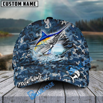 BlueJose Marlin Fish Camouflage Personalized Cap