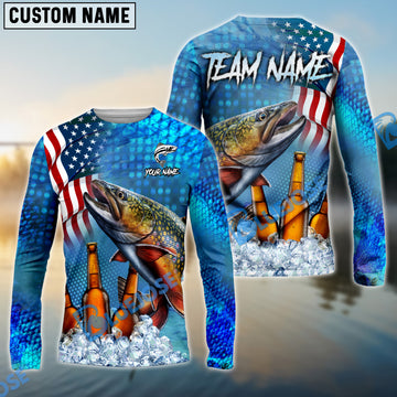 Bluejose Trout Fishing Beer USA Flag Custom Name & Team Name Shirts