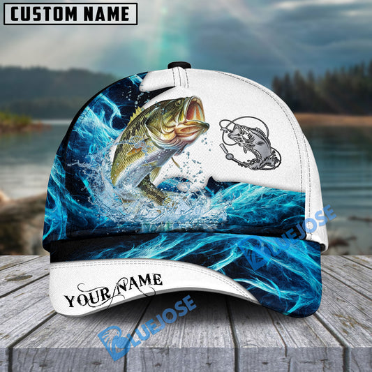 BlueJose Bass Fishing Water & White Personalized Cap