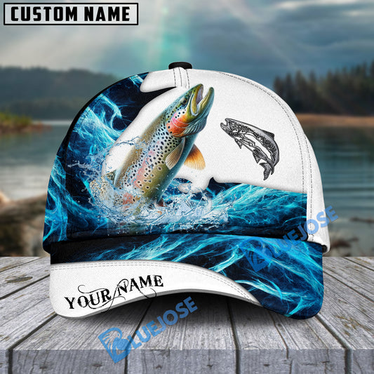 BlueJose Trout Fishing Water & White Personalized Cap