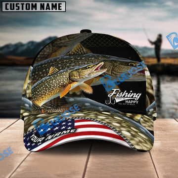 Bluejose Pike Fishing Skinfish Flag Of United States Pattern Personalized Cap