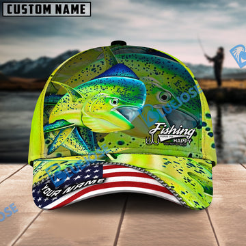 Bluejose Mahimahi Fishing Skinfish Flag Of United States Pattern Personalized Cap