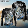 Bluejose Striped Bass Fishing Black White Maori Custom Name & Team Name 3D Shirts
