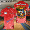BlueJose Bowling And Pins Funny Cartoon Shark, Bubble Design Customized Name 3D Shirt (4 Colors)
