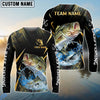 Bluejose Bass Fishing Golden With Skinfish Pattern Custom Name & Team Name 3D Shirts