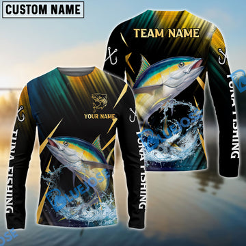 Bluejose Tuna Fishing Golden With Skinfish Pattern Custom Name & Team Name 3D Shirts
