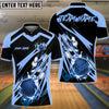 BlueJose Bowling And Pins Thunder Falling Pattern Customized Name, Team Name 3D Shirt (4 Colors)