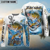 Bluejose Walleye Fishing Anchor Ocean Splash Design Name & Team Name 3D Shirts