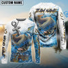 Bluejose Catfish Fishing Anchor Ocean Splash Design Name & Team Name 3D Shirts