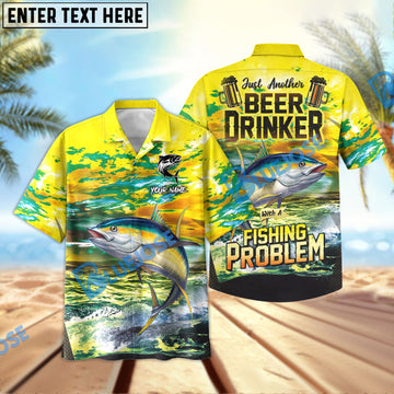 BlueJose Tuna Fishing Beer Drinker Yellow Sky Personalized All Over Print 3D Hawaiian Shirt