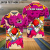 BlueJose Bowling Retro Graffiti 2 Customized Name, Team Name 3D Shirt (4 Colors)