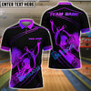BlueJose Bowling And Pins Dynamic Throw Pose Gold Splatter Art Customized Name, Team Name 3D Shirt (4 Colors)