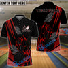 BlueJose Bowling And Pins Flame Strike Minimalist Black Customized Name, Team Name 3D Shirt (4 Colors)