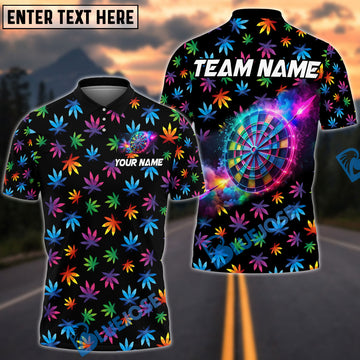 BlueJose Darts Happy Rainbow Leaf And Dartboard Personalized Name, Team Name 3D Shirt