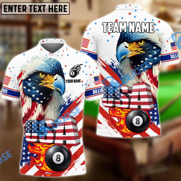BlueJose Billiards Ball 8 Eagle Flag Star Personalized Name, Team Name Unisex Shirt (4 Colors)
