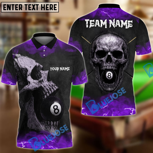 BlueJose Billiards Ball 8 Skull Thunder Personalized Name Shirt (4 Colors)