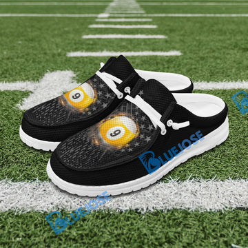 BlueJose Billiards Ball 9 Fire Black US Flag Mesh Dude Shoes