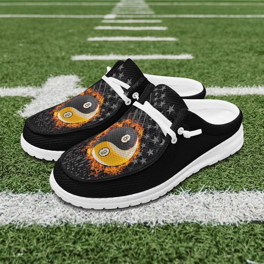 BlueJose Billiards Ball 8 & 9 Fire Black US Flag Yinyang Mesh Dude Shoes