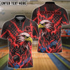 BlueJose Bowling & Pins Lightning Eagle American Flag Gray Customized Name, Team Name 3D Shirt (6 Colors)