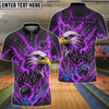 BlueJose Bowling & Pins Lightning Eagle American Flag Gray Customized Name, Team Name 3D Shirt (6 Colors)