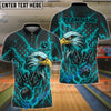 BlueJose Bowling & Pins Lightning Eagle American Flag Gray Customized Name, Team Name 3D Shirt (6 Colors)