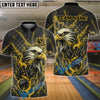 BlueJose Bowling & Pins Lightning Eagle American Flag Gray Customized Name, Team Name 3D Shirt (6 Colors)